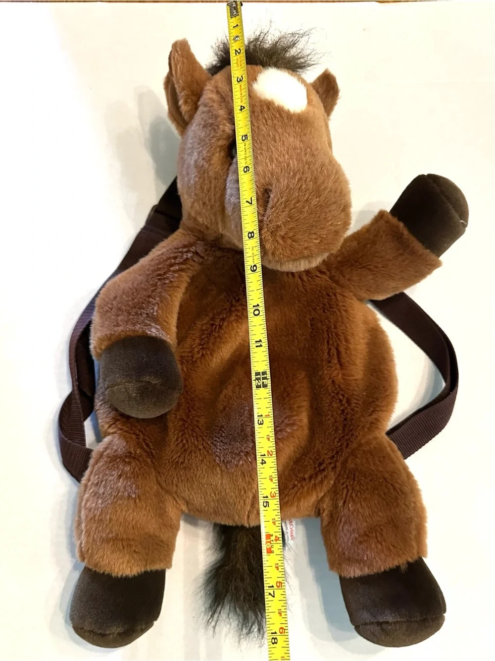 Brown Plush Horse Kids Backpack with White Forehead Patch